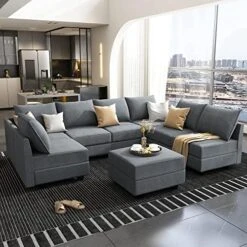 HONBAY Oversized Sectional Sofa With Wide Chaise Reversible Sectional Modular Sofa Couch With Ottomans U Shaped Corner Sectional With Storage For Living Room, Office, Spacious Space,Grey -Amazon Store 51DYJEtDIgL. AC