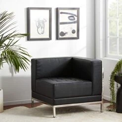 Flash Furniture HERCULES Imagination Series Contemporary Black LeatherSoft Left Corner Chair With Encasing Frame