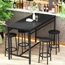 Recaceik Bar Table Set For 4 Bar Table And Chairs Set, Industrial Dinner Table With 4 PU Leather Upholstered Backrest Stool, Counter Height Pub Dining Room Table Set For Apartment Small Spaces -Amazon Store 51DjOeF6QFL. AC