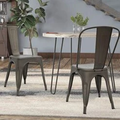 Devoko Metal Indoor-Outdoor Chairs Distressed Style Kitchen Dining Chairs Stackable Side Chairs With Back Set Of 4 (Gun) 16 Devoko Metal Indoor-Outdoor Chairs Distressed Style Kitchen Dining Chairs Stackable Side Chairs With Back Set Of 4 (Gun) -Amazon Store 51DjxA3qVqL