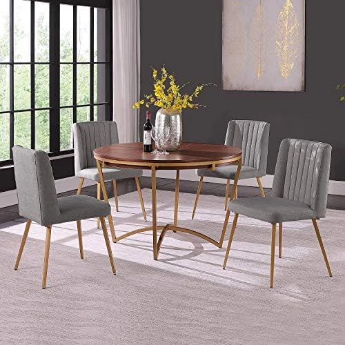 Morden Fort Round Dining Table Modern Luxaury Table With Gold Metal Legs For Dining Room, Home Kitchen, Restaurant - Black 8 Morden Fort Round Dining Table Modern Luxaury Table With Gold Metal Legs For Dining Room, Home Kitchen, Restaurant - Black - Image 6