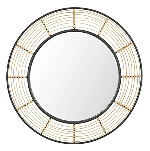 RiteSune 28 Inch Round Rattan Wall Mirror, Black Metal Frame Decorative Mirror, Fit For Bathroom, Vanity, Living Room, Bedroom, Entryway 3 RiteSune 28 Inch Round Rattan Wall Mirror, Black Metal Frame Decorative Mirror, Fit For Bathroom, Vanity, Living Room, Bedroom, Entryway