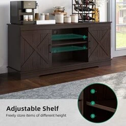 YITAHOME Buffet Cabinet, Farmhouse Sideboard Buffet Storage Cabinet With Barn Door Coffee Bar Cabinet With Capacity 300 Lbs For Home Dinning Living Room, Espresso -Amazon Store 51DtZNBFtcL