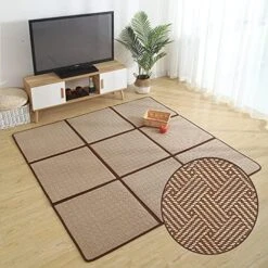 MYOYAY Large Japanese Tatami Mat 71x 71in Large Summer Breathable Sleeping Mat Foldable Rattan Floor Mat Non-Slip Memory Foam Stitching Carpet Crawling Mats Living Room Bedroom Playroom Yoga (Brown) -Amazon Store 51DtgG4dW2L. AC