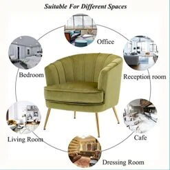 Artechworks Modern Velvet Barrel Chair Accent Armchair With Golden Legs For Living Room Bedroom Home Office, Channel Tufted Back Club Chair, Grass Green 20 Artechworks Modern Velvet Barrel Chair Accent Armchair With Golden Legs For Living Room Bedroom Home Office, Channel Tufted Back Club Chair, Grass Green -Amazon Store 51DwZmd44gL