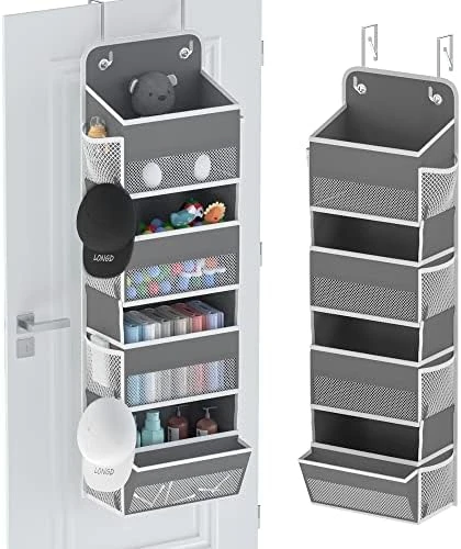 LONGD Over Door Organizer, Nursery Closet Cabinet Baby Storage, Over The Door Hat Rack, 4 Pockets And 1 Grid File Pockets Hanging Storage Boxes,45 Lbs. Weight Capacity, 1-Pack 8 LONGD Over Door Organizer, Nursery Closet Cabinet Baby Storage, Over The Door Hat Rack, 4 Pockets And 1 Grid File Pockets Hanging Storage Boxes,45 Lbs. Weight Capacity, 1-Pack - Image 6