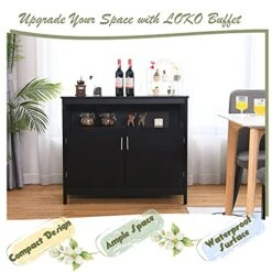 LOKO Buffet Cabinet With Storage, Bar Cabinet With Five-Position Adjustable Shelf, Wine Cabinet Sideboard Console Table, 40 X 16 X 34 Inches (Black) -Amazon Store 51E0Ks5mjKL