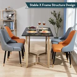 SAYGOER Dining Table 51.2 Inch, Multifuntional Modern Dining Room Table For 2-4, Space Saving Rectangular Kitchen Table, Heavy Duty Metal Frame, Industrial Dinner Table, Easy Assembly, Black Gold -Amazon Store 51E6Datz1cL