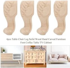 VOIV 4PCS Solid Wood Furniture Legs Wood Carved Sofa Couch Chair Ottoman Loveseat Table Cabinet Furniture Wood Legs Wood Unfinished Carved Feet(15 * 6cm) -Amazon Store 51E8LwQRPSS
