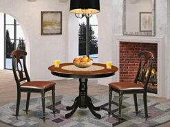 EAST WEST FURNITURE 5 Pc Set With A Round Kitchen Table And 4 Leather Dinette Chairs In Linen White 17 EAST WEST FURNITURE 5 Pc Set With A Round Kitchen Table And 4 Leather Dinette Chairs In Linen White -Amazon Store 51EJ6zSbNL. AC