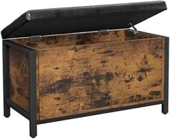 VASAGLE Entryway Storage Bench, Flip Top Ottoman And Trunk With Padded Seat, Bed End Stool, Supports 198 Lb, 31.5”L X 15.7”W X 19.7”H (80 X 40 X 50 Cm), Rustic Brown + Black 15 VASAGLE Entryway Storage Bench, Flip Top Ottoman And Trunk With Padded Seat, Bed End Stool, Supports 198 Lb, 31.5”L X 15.7”W X 19.7”H (80 X 40 X 50 Cm), Rustic Brown + Black -Amazon Store 51ENRdNWy4L. AC