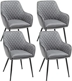 Yaheetech 4pcs Dining Chairs Counter Lounge Armrest Chairs Velvet Modern Chairs With Backrest And Upholstered Seat For Home Kitchen And Restaurant, Gray -Amazon Store 51EOp29J2EL. AC