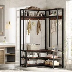 Tribesigns Corner Hall Tree With Shoe Bench, Entryway Coat Rack With Shoe Storage, Freestanding Coat Rack With Shelves, Entryway Corner Furniture, Brown 10 Tribesigns Corner Hall Tree With Shoe Bench, Entryway Coat Rack With Shoe Storage, Freestanding Coat Rack With Shelves, Entryway Corner Furniture, Brown -Amazon Store 51ERPKSKHSL