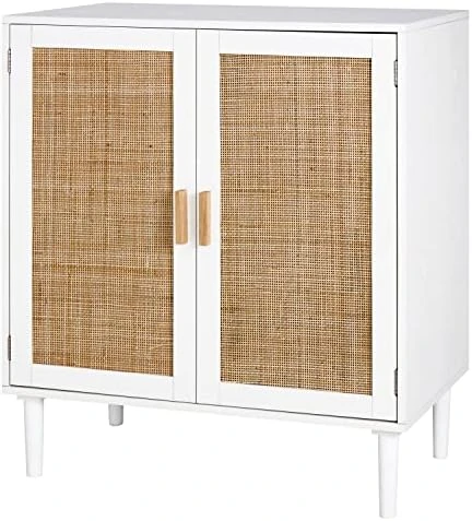Finnhomy Sideboard Buffet Cabinet, Kitchen Storage Cabinet With Rattan Decorated Doors, Liquor Cabinet, Dining Room, Hallway, Cupboard Console Table, Accent Cabinet, 31.5X 15.8X 34.6 Inches, Natural 11 Finnhomy Sideboard Buffet Cabinet, Kitchen Storage Cabinet With Rattan Decorated Doors, Liquor Cabinet, Dining Room, Hallway, Cupboard Console Table, Accent Cabinet, 31.5X 15.8X 34.6 Inches, Natural - Image 9