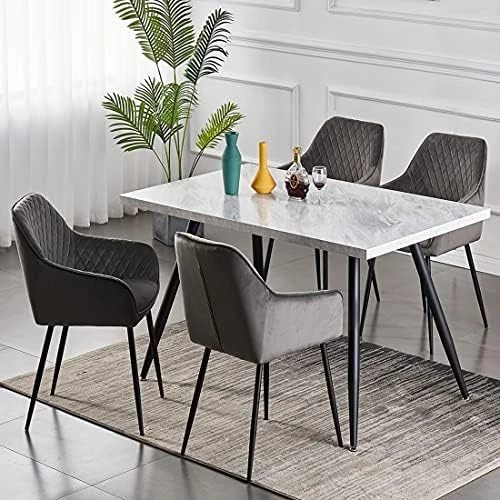 KEIVVAKN Velvet Dining Chairs Set Of 4 Green Velvet Upholstered Chairs For Dining Room Modern Tufted Dining Chair With Arms 9 KEIVVAKN Velvet Dining Chairs Set Of 4 Green Velvet Upholstered Chairs For Dining Room Modern Tufted Dining Chair With Arms - Image 7