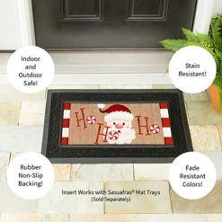 Evergreen Sassafras Santa Ho Ho Ho Interchangeable Entrance Doormat | Indoor And Outdoor | 22-inches X 10-inches | Non-Slip Backing | All-Season | Low Profile | Home Décor -Amazon Store 51EbcQ47PkL