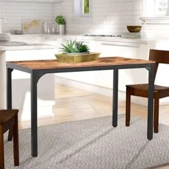 VEIKOU 47'' Bar Height Table Industrial Dining Table, Counter Height Bar Table With Adjustable Legs, Tall Pub Table With Metal Frame, Rustic Brown -Amazon Store 51EjGitSK0L. AC