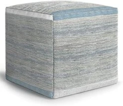 SIMPLIHOME Naya Cube Pouf, Footstool, Upholstered In Patterned Grey Melange Hand Woven Cotton, For The Living Room, Bedroom And Kids Room, Transitional, Boho -Amazon Store 51Elce0WccL. AC