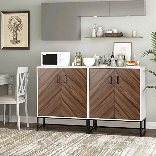 MAISON ARTS Modern Buffet Cabinet With Storage, Sideboard Storage Cabinet With 2 Doors For Living Room, Kitchen, Entryway, Hallway, 28 Inch, White 5 MAISON ARTS Modern Buffet Cabinet With Storage, Sideboard Storage Cabinet With 2 Doors For Living Room, Kitchen, Entryway, Hallway, 28 Inch, White - Image 3