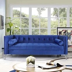 Wirrytor Mid-Century Velvet Chesterfield Sofa Couch, Modern Love Seats Sofa Furniture, Upholstered Button Tufted Couch With 2 Bolster Pillows For Living Room Apartment(Blue) 23 Wirrytor Mid-Century Velvet Chesterfield Sofa Couch, Modern Love Seats Sofa Furniture, Upholstered Button Tufted Couch With 2 Bolster Pillows For Living Room Apartment(Blue) -Amazon Store 51ErzcjhD1L. AC