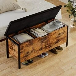 LIKIMIO Storage Ottoman, Industrial Wooden Storage Bench With Leather Button Padded Seat For Bedroom End Of Bed/Living Room/Entryway(43 Inch, Vintage Brown) 9 LIKIMIO Storage Ottoman, Industrial Wooden Storage Bench With Leather Button Padded Seat For Bedroom End Of Bed/Living Room/Entryway(43 Inch, Vintage Brown) -Amazon Store 51FAOMlrBJL