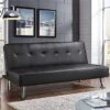 SAZAK Convertible Black Faux Leather Futon Sofa Bed, Black 2 SAZAK Convertible Black Faux Leather Futon Sofa Bed, Black -Amazon Store 51FGHdm2YTL