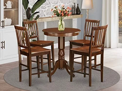 East West Furniture EDVN5-WHI-C 5 Piece Counter Height Dining Table Set Includes A Round Kitchen Table With Pedestal And 4 Linen Fabric Upholstered Dining Chairs, 30x30 Inch, Buttermilk & Cherry 14 East West Furniture EDVN5-WHI-C 5 Piece Counter Height Dining Table Set Includes A Round Kitchen Table With Pedestal And 4 Linen Fabric Upholstered Dining Chairs, 30x30 Inch, Buttermilk & Cherry - Image 12