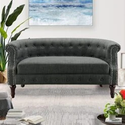 Rosevera Chancy Reading Small Armchair Arm Living Set Accent Club Room Barrel Chairs Bedroom Loveseat, Standard, Blue Sofa -Amazon Store 51FMpQvKpL. AC