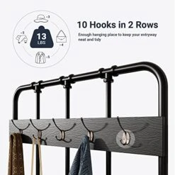 Allewie Coat Rack Shoe Bench, 76" Freestanding Hall Tree, Entryway Bench With Storage Shelves, Upholstered Sponge-Padded Seat, Organized With 5 Hooks, Industrial Accent Furniture, Easy Assembly, Black 8 Allewie Coat Rack Shoe Bench, 76" Freestanding Hall Tree, Entryway Bench With Storage Shelves, Upholstered Sponge-Padded Seat, Organized With 5 Hooks, Industrial Accent Furniture, Easy Assembly, Black -Amazon Store 51FRuAETgtL
