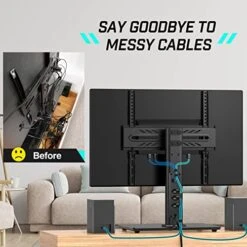 Greenstell TV Stand With Power Outlet, Universal TV Mount Stand For 27-55 Inch, TVs - Height Adjustable, Swivel Table Top TV Stand With Tempered Glass Base, Holds Up To 88 LBs, Max VESA 400x400mm -Amazon Store 51FUfxxzEtL