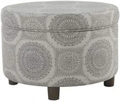 Homepop Home Decor | Upholstered Round Storage Ottoman | Ottoman With Storage For Living Room & Bedroom (Black Geo) -Amazon Store 51FcHNrSflL. AC