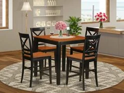 East West Furniture PBQU5-BLK-W Kitchen Set, Black/Cherry