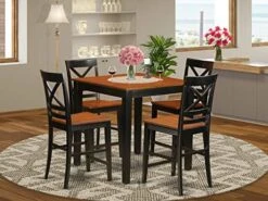 East West Furniture PBQU5-BLK-W Kitchen Set, Black/Cherry -Amazon Store 51Fdk4teLiL. AC