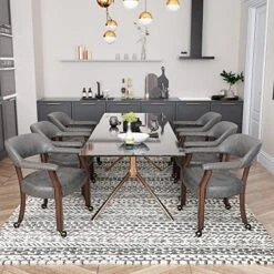 Set Of 4 Dining Chair With Casters, Leather Chair With Caster & Nailhead Trime Dining Chairs With Rollers Curving Backrest Chairs With Wheels Kitchen Table Rolling Chair,Espresso&Beige 1910BG 28 Set Of 4 Dining Chair With Casters, Leather Chair With Caster & Nailhead Trime Dining Chairs With Rollers Curving Backrest Chairs With Wheels Kitchen Table Rolling Chair,Espresso&Beige 1910BG -Amazon Store 51FgHHk5CL. AC
