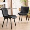 YOUNUOKE Dining Chairs Set Of 2,Upholstered Mid Century Modern Chair Armless Faux Leather Accent Chairs With Backrest Metal Legs And Adjustable Feet For Kitchen Living Room Bedrooms,Black -Amazon Store 51FgLcQQGQL