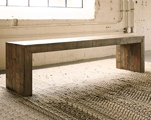 Signature Design By Ashley Sommerford Rustic Wood Dining Room Long Bench, Brown 3 Signature Design By Ashley Sommerford Rustic Wood Dining Room Long Bench, Brown