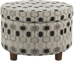 Homepop Home Decor | Upholstered Round Storage Ottoman | Ottoman With Storage For Living Room & Bedroom (Black Geo) -Amazon Store 51FiYBPfKGL. AC