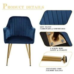 Thksbought Set Of 2 Velvet Dinning Chairs, Upholstered Accent Chairs With Gold Plating Legs For Living Room Chairs(Blue) -Amazon Store 51FoRbc8ljL