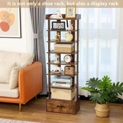 Usikey Large Vertical Shoe Rack, 8 Tiers Wooden Shoes Racks With Bottom Drawer, Top Storage & 2 Hooks, Double Shoes Storage, Modern Shoe Rack Organizer, Shoe Tower For Entryway, Hallway, Rustic Brown 13 Usikey Large Vertical Shoe Rack, 8 Tiers Wooden Shoes Racks With Bottom Drawer, Top Storage & 2 Hooks, Double Shoes Storage, Modern Shoe Rack Organizer, Shoe Tower For Entryway, Hallway, Rustic Brown -Amazon Store 51FpZYbnDSL