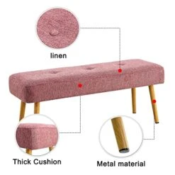 Linen Fabric Upholstered Bench With Gold Metal Legs,Shoe Changing Bench Sofa Bench Dining Chair For Bedroom Fitting Room,Store,Dining Room And Living Room (Pink) 17 Linen Fabric Upholstered Bench With Gold Metal Legs,Shoe Changing Bench Sofa Bench Dining Chair For Bedroom Fitting Room,Store,Dining Room And Living Room (Pink) -Amazon Store 51FuJuIGjfL