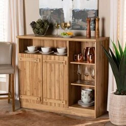 Baxton Studio Eren Sideboards And Servers, Oak Brown -Amazon Store 51FvItPnVZL