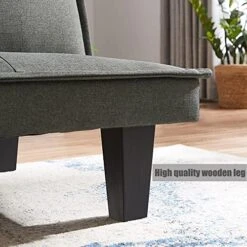 Majnesvon Modern Linen Fabric Sofa Bed Futon,Convertible Foldable Sleeper Sofa Bed With 3 Angles Adjustable Back,Wooden Frame & Legs For Small Living Space,Dorm Office Apartment (Light Grey) -Amazon Store 51FvkDnxh7L