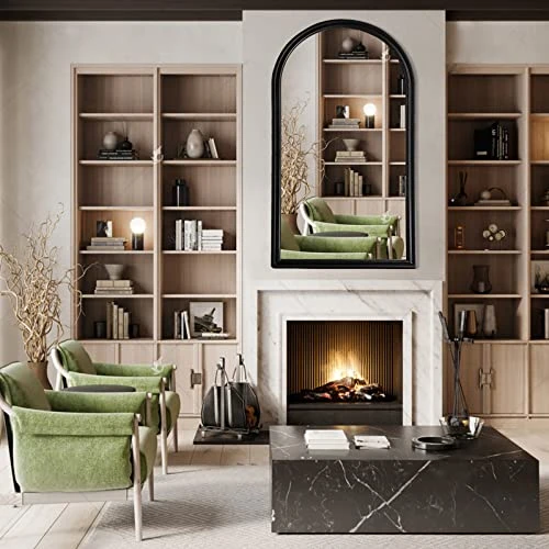 POZINO Arched Wall Mirror, Black Arch Mirror Decor, Bathroom Mirrors For Wall, Mantel Decorative Mirror, Wall Mounted Mirror With Aluminum Alloy Frame For Bedroom Living Room Entryway, 43.3x23.6 Inch 3 POZINO Arched Wall Mirror, Black Arch Mirror Decor, Bathroom Mirrors For Wall, Mantel Decorative Mirror, Wall Mounted Mirror With Aluminum Alloy Frame For Bedroom Living Room Entryway, 43.3x23.6 Inch