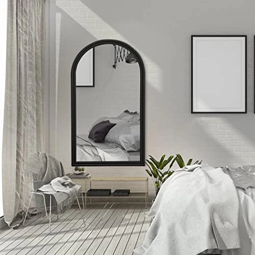 POZINO Arched Wall Mirror, Black Arch Mirror Decor, Bathroom Mirrors For Wall, Mantel Decorative Mirror, Wall Mounted Mirror With Aluminum Alloy Frame For Bedroom Living Room Entryway, 43.3x23.6 Inch 4 POZINO Arched Wall Mirror, Black Arch Mirror Decor, Bathroom Mirrors For Wall, Mantel Decorative Mirror, Wall Mounted Mirror With Aluminum Alloy Frame For Bedroom Living Room Entryway, 43.3x23.6 Inch - Image 2