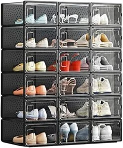 MMBABY 12 Pack X-Large Shoe Storage Box Shoe Box Clear Plastic Stackable Shoe Organizer Space Saving Foldable Shoe Container Fit Up To US Size 12 -Amazon Store 51FwRUJUK6L. AC
