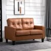 HOMCOM 51" Wide Loveseat With Armrest, 2-Seater Tufted PU Leather Double Sofa, Brown -Amazon Store 51G0oAbFM2L