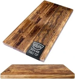 HEIRLOUM Reclaimed Wood Table Top - Rustic Recycled Solid Wooden Piece Perfect For Signs, Kitchens, Dining And Coffee Table Tops (Reclaimed Wood Table Top With Metal Edge,  36" X 36") -Amazon Store 51G5m84CcmL. AC