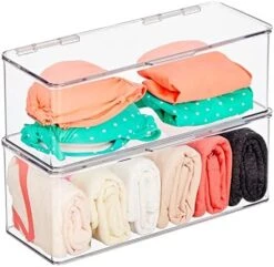 MDesign Stackable Plastic Closet Storage Container Bin Box With Hinge Lid For Organizing Shoes, Booties, Pumps, Sandals, Wedges, Flats, Heels - Lumiere Collection - 2 Pack - Clear 26 MDesign Stackable Plastic Closet Storage Container Bin Box With Hinge Lid For Organizing Shoes, Booties, Pumps, Sandals, Wedges, Flats, Heels - Lumiere Collection - 2 Pack - Clear -Amazon Store 51G6NdyV9rL. AC