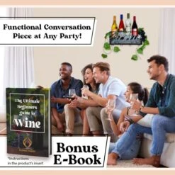 FLOMAC FINEST Wine Holder Wall Mounted - Stores 4 Glasses 5 Wine Bottles - With Cork Holder Storage - Home And Kitchen Wall Decor Storage- Bonus E-Book And Grapes -Amazon Store 51G9w5WzCYL