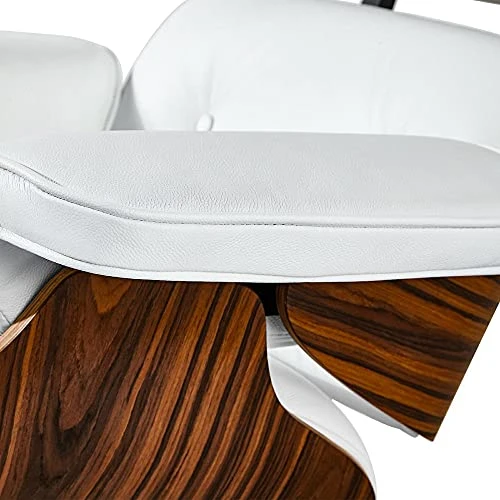 GENERIC Mid Century Lounge Chair With Ottoman, Genuine Leather Classic Modern Chair With 8-Layer Palisander Wood And Aluminum Base For Living Room Office Study Lounge (Palisander And White, Standard Size) 8 GENERIC Mid Century Lounge Chair With Ottoman, Genuine Leather Classic Modern Chair With 8-Layer Palisander Wood And Aluminum Base For Living Room Office Study Lounge (Palisander And White, Standard Size) - Image 6